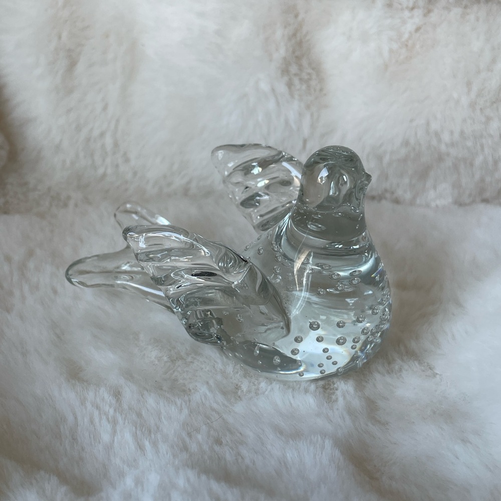 Clear Glass Bird Figurine 3.5” x 2”